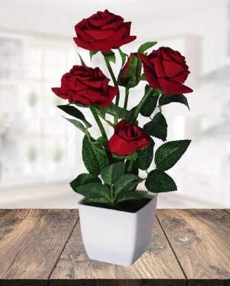 Hyperboles Artificial Red Roses Bonsai Flowers with Pot(30cm)